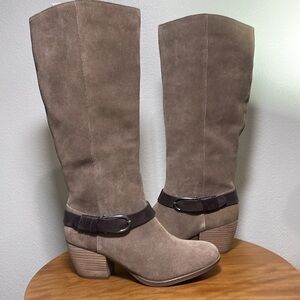 American Rag Womens Tegan Taupe Suede Tall Dressy Knee-High Boots Heels Size 8